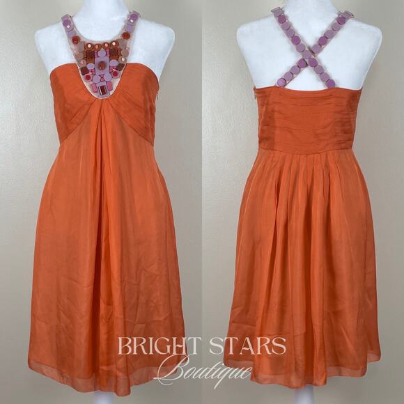 Extremely Rare Orange Embellished Silk Dress ASO Gaby Solis Desperate Housewives - Picture 3 of 9
